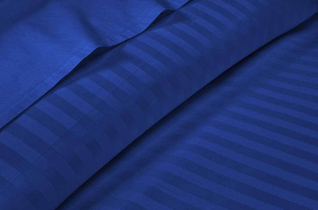 DIFFERENT SHEETING Split King Sheets Set for Adjustable Beds - 4 Piece Luxury Sheets - 14\" Deep Pocket 400TC & Extra Soft 100% Egyptian Cotton - Top Split Upto 28\" From Bottom - Royal Blue Stripe, King Size.