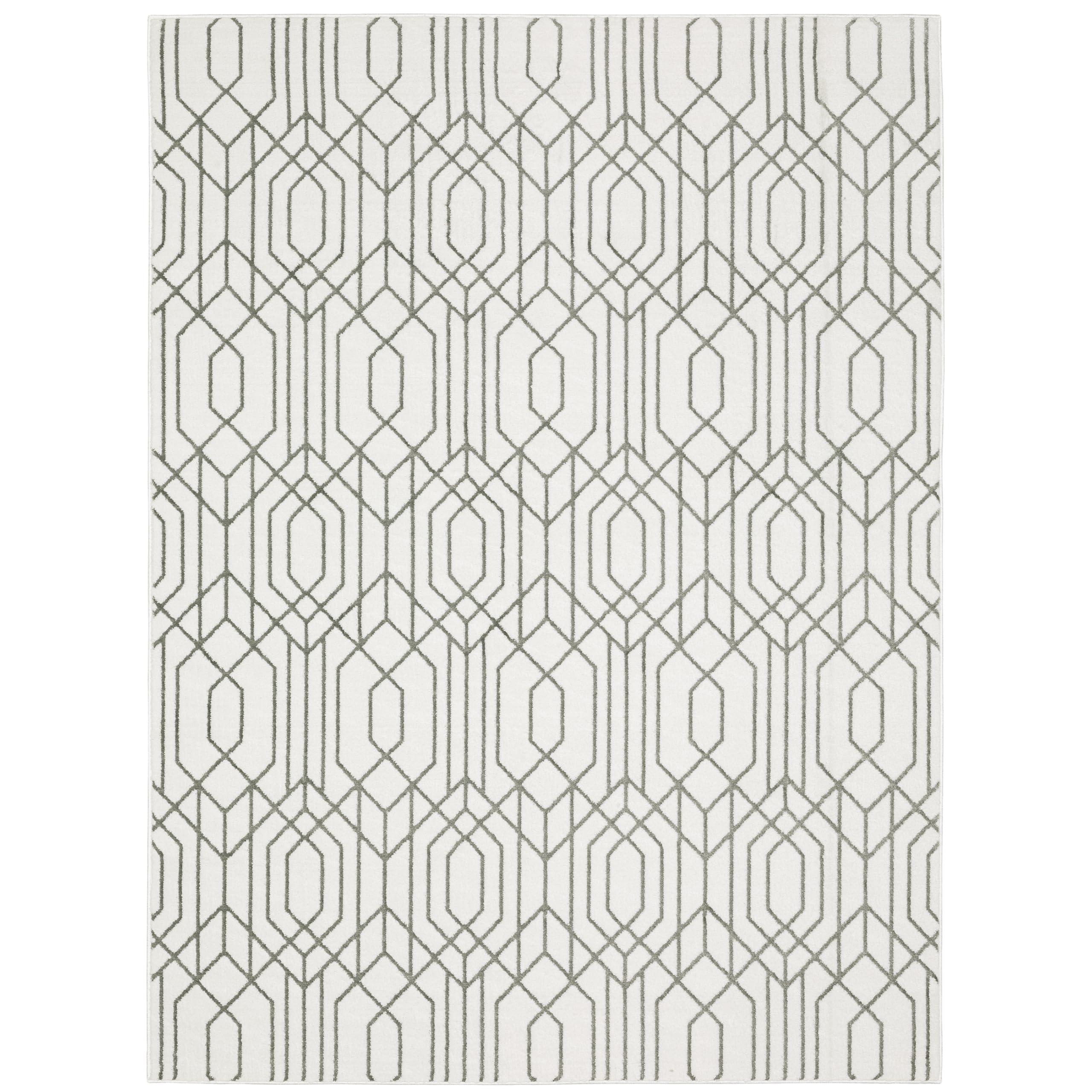 Oriental Weavers Oriental Weavers Sphinx Montecito Area Rug 4158W Casual White Geometric 5' 3" X 7' 6" Rectangle