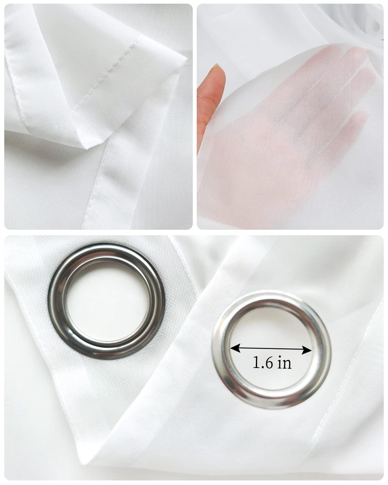 Onekaccu Burnt Orange Sheer Curtains 54 Inch Length 2 Panels Set, Modern Minimalist Gradient Solid Color Grommet Kitchen Curtains Sheer Window Curtain for Living Room Bedroom Light & Airy Privacy Drapes 52x54