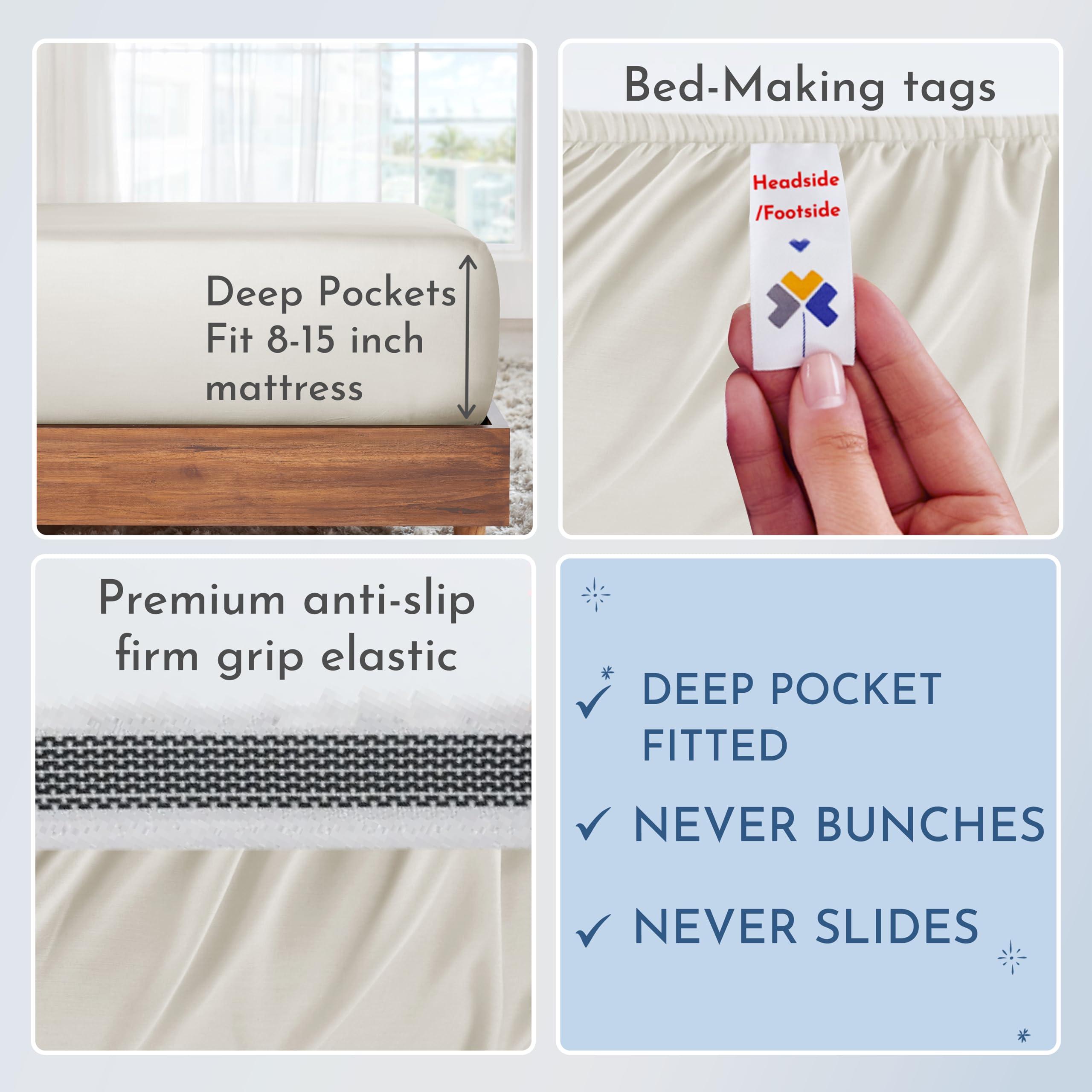 California Design Den California Design Den Luxury Split King Sheets Sets for Adjustable Bed -Buttery Soft 800 Thread Count 100% Cotton Set -Beats Fake Egyptian Claims,Bedding Set with Durable Twin XL Fitted Sheets (Ivory)