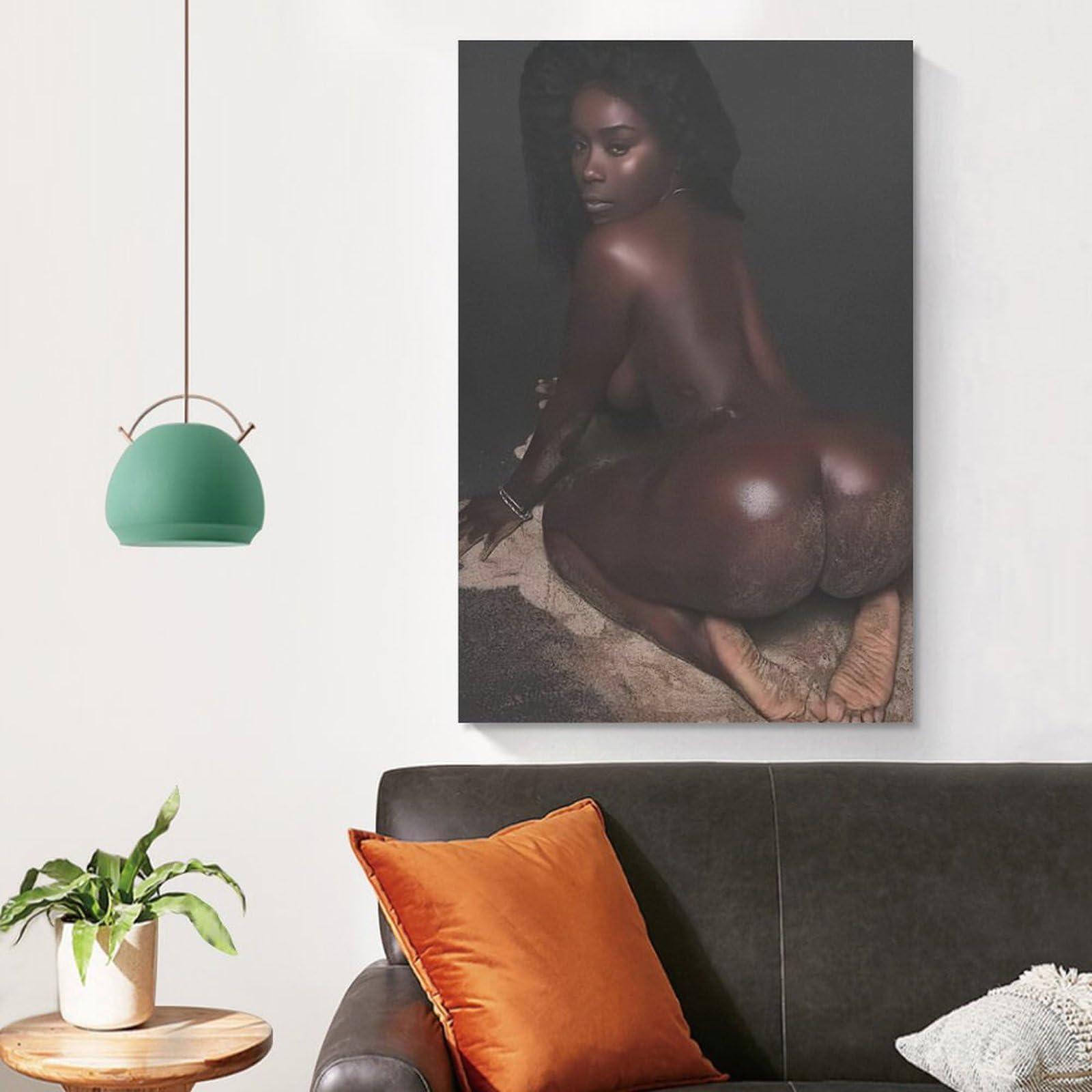 HBHCLXN HBHCLXN Sexy African Woman Art Poster Big Ass Poster Black Girl Body Poster Canvas Wall Art Posters For Room Aesthetic And Decor Pictures For Living Room Bedroom Decor 08x12inch(20x30cm)