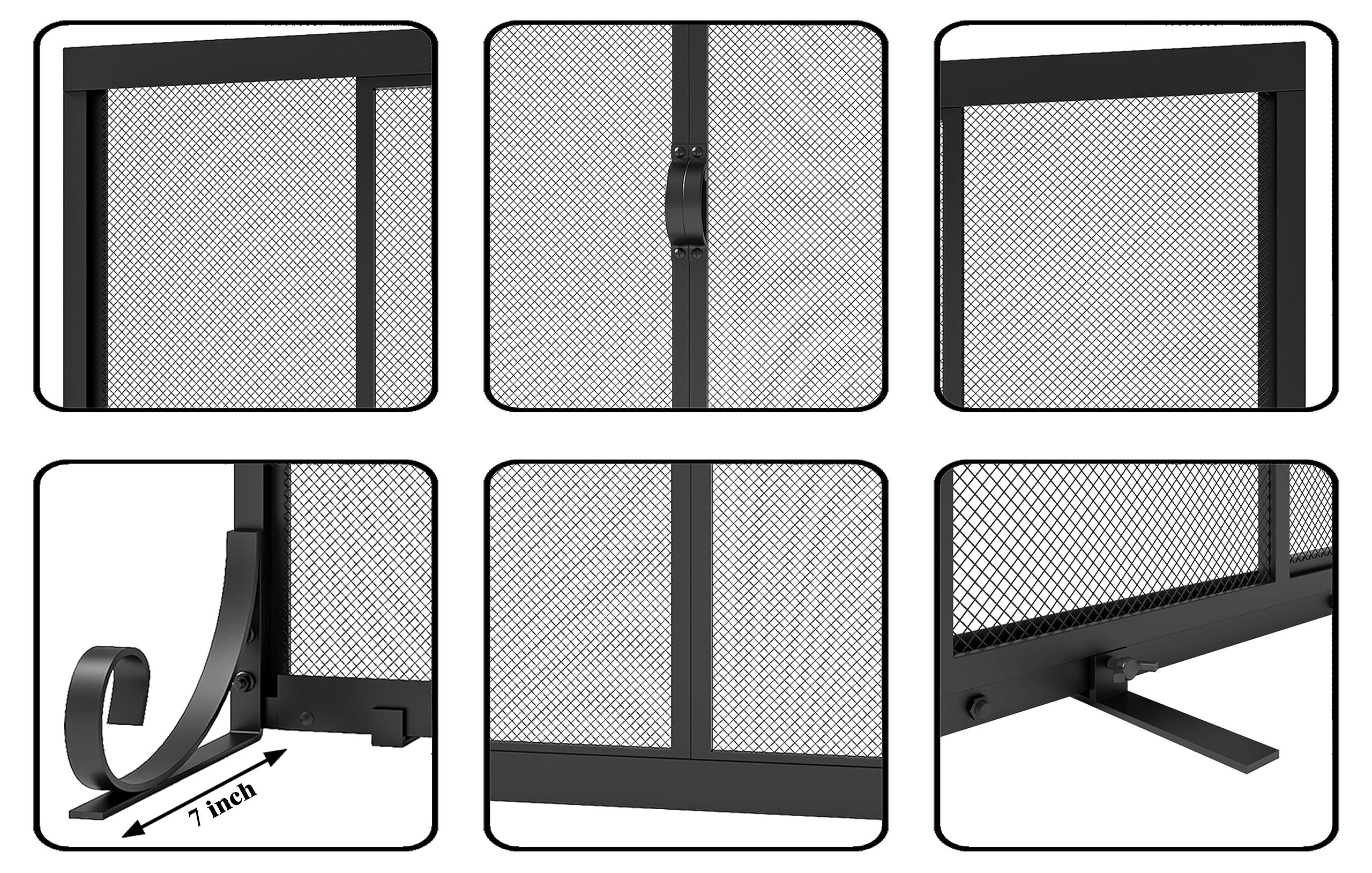 Fire Beauty Fire Beauty Fireplace Screen, Wrought Iron Mesh, Baby Safe Spark Guard Protector with 2-Doors Large Flat Guard Screens (35 x 28 Inch)