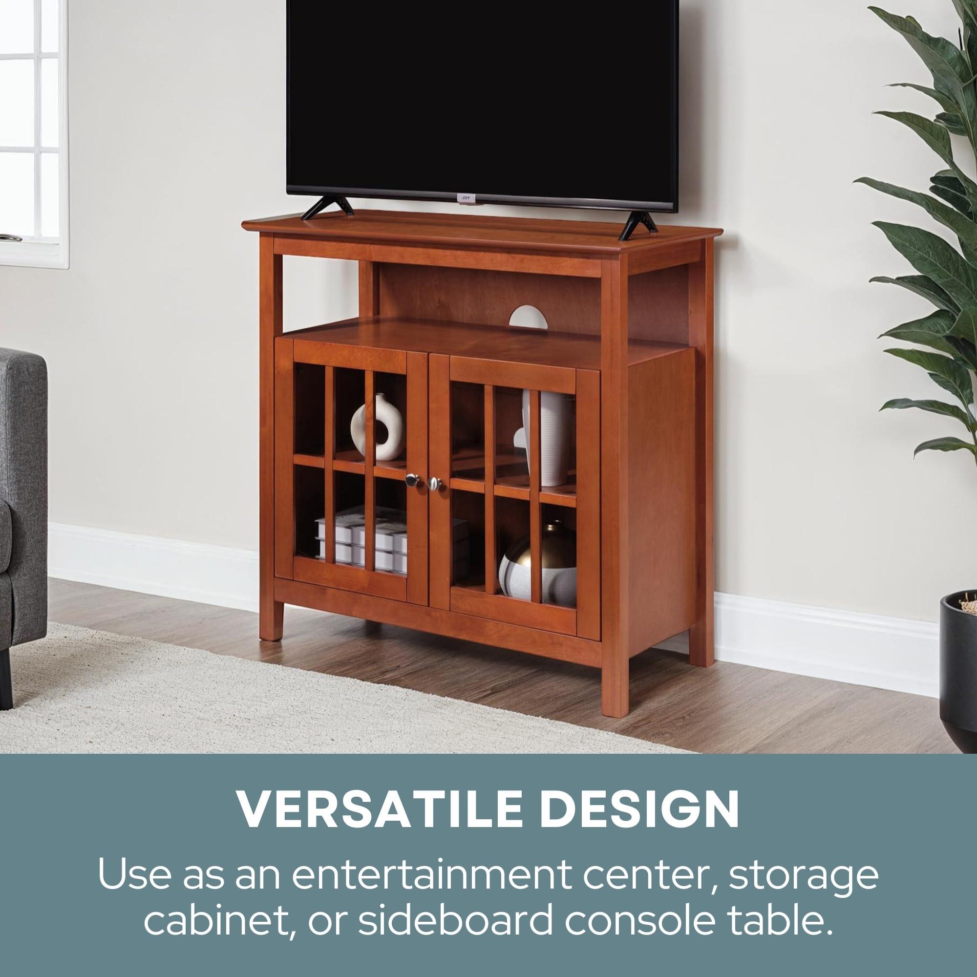 Convenience Concepts Convenience Concepts Big Sur Highboy TV Stand 36" - Modern Entertainment Center For TVs up to 40", Storage Cabinet for Dining, Living, & Family Room, Console Hall Table with Shelves, Cherry