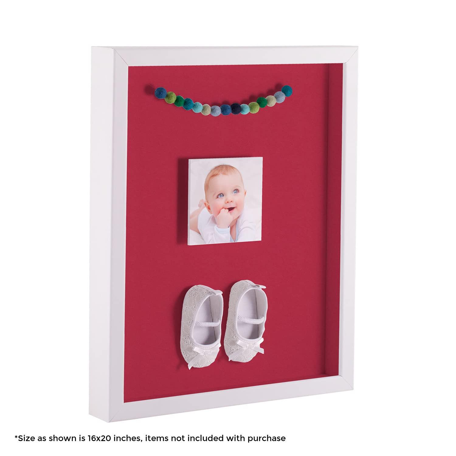 ArtToFrames ArtToFrames 16 x 20 Inch Shadow Box Picture Frame, with a Satin White 1\'\' Shadowbox Frame and Rouge Mat