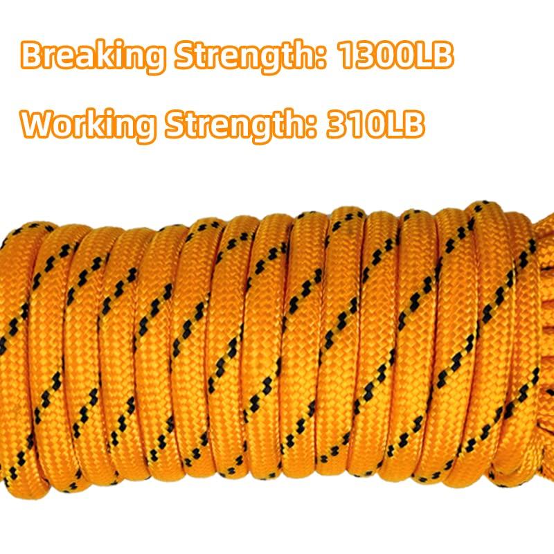 GIAHAND Diamond Braided Polypropylene Rope Nylon Rope Mix Thick Heavy Duty Ropes 1/2 inch 50ft High Strength Rope Perfect for Clothesrope Camping Hiking and Other Outdoor Activities Orange
