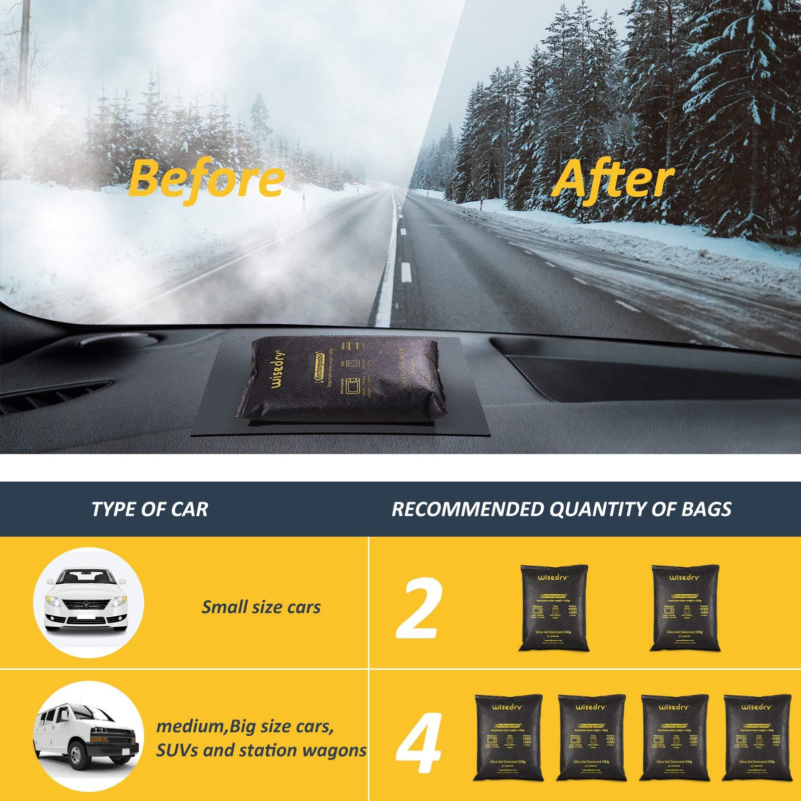 wisedry wisedry 4 x 500 Grams [4.4 lbs] Rechargeable Silica Gel Car Dehumidifier, Microwave Fast Reactivated Desiccant Packets Large for Gun Safe Closet Basement Garage Storage Moisture Absorber Bag Reusable