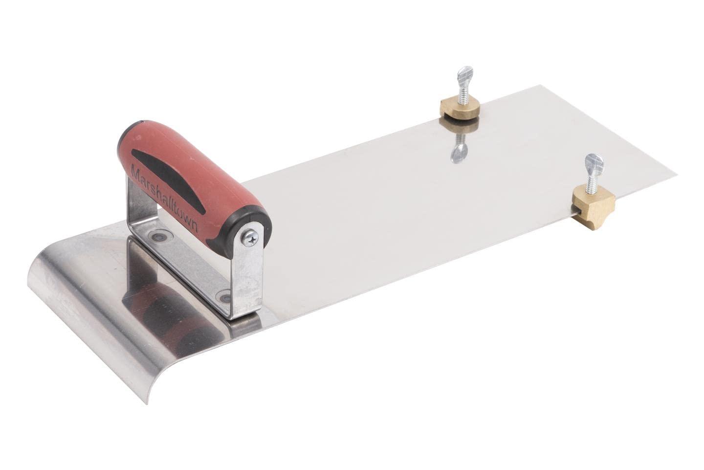 Marshalltown MARSHALLTOWN Stainless Steel Hand Edger with Adjustable Groover, Concrete, Curved, 14 Inch by 5 Inch, 1/2 Inch Edger Radius, 1/2 Inch Bit Depth, DuraSoft Handle, Made in the USA, 3489D