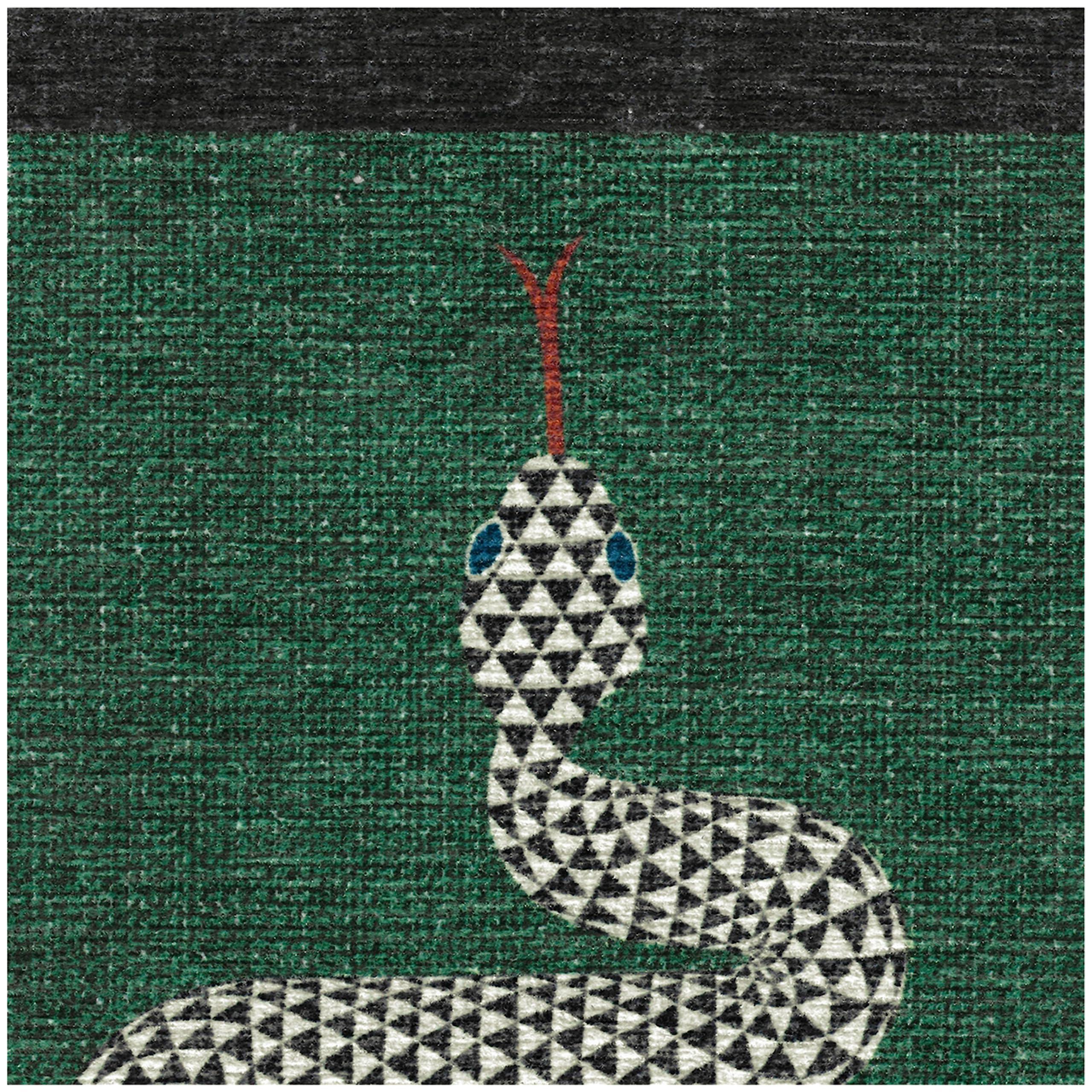 RUGGABLE RUGGABLE x Jonathan Adler Washable 9x12 Large Area Rug, Venom Emerald, Premium Modern Rugs for Living Room, Bedroom, Kitchen, Office, Classroom with Gripper Non Slip Pad