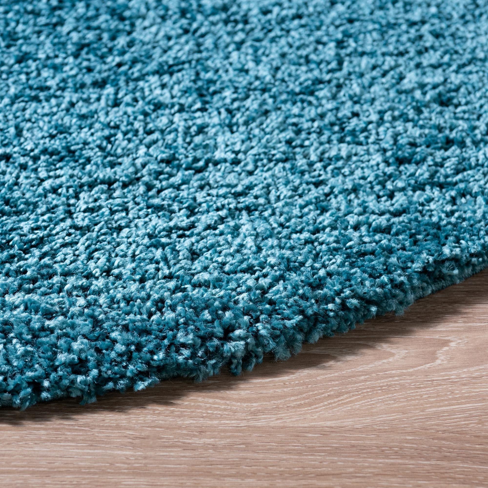 Rugs.com Rugs.com Soft Solid Shag Collection Round Rug 8 Ft Round Turquoise Shag Rug Perfect for Kitchens, Dining Rooms