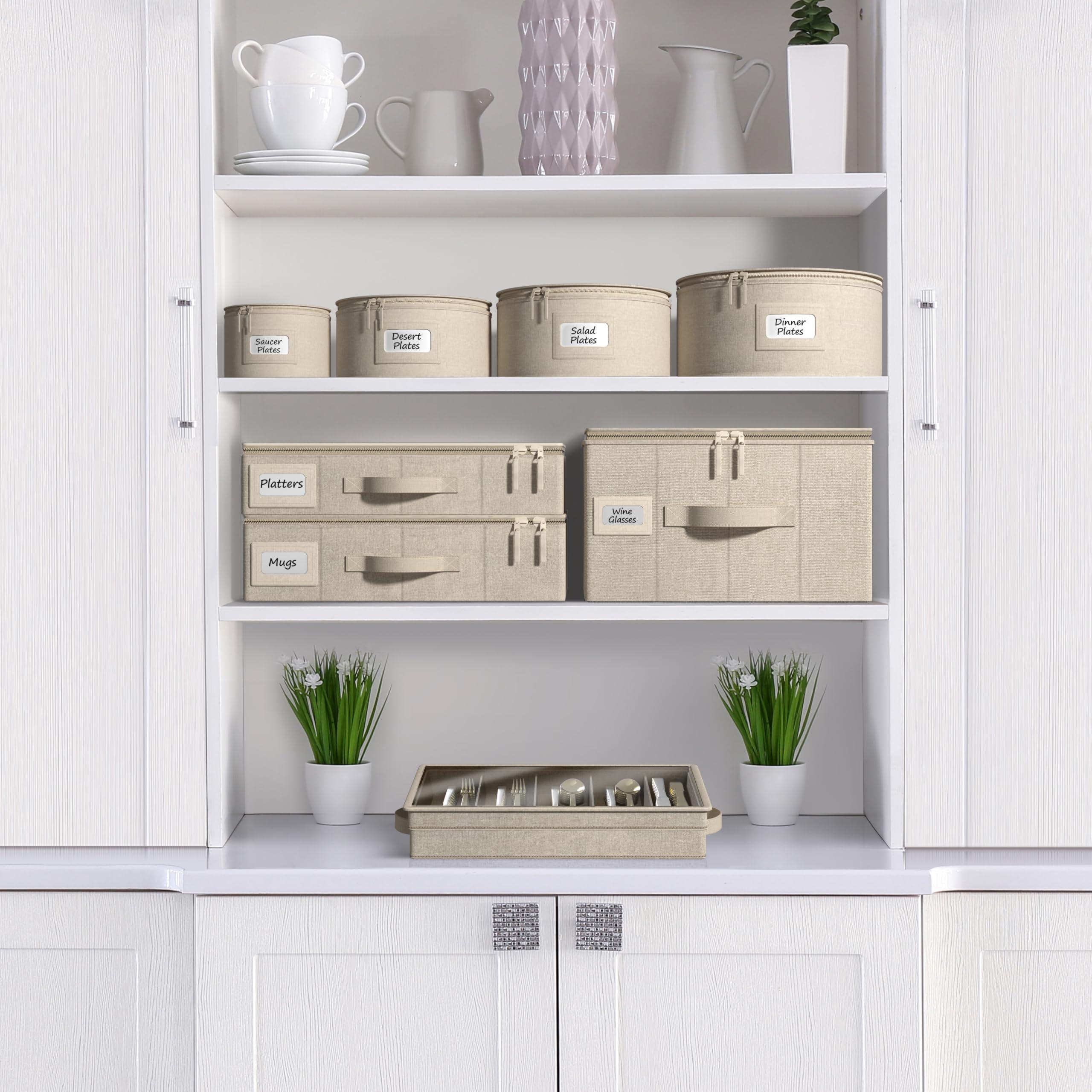 Sorbus Sorbus China Storage Containers Hard Shell - Glass & Dish Storage Containers for Transport, Moving, Party - 8 Pc Stackable Plate Storage Set for Dinnerware, Mugs, Cups - Felt Plate Protectors Included