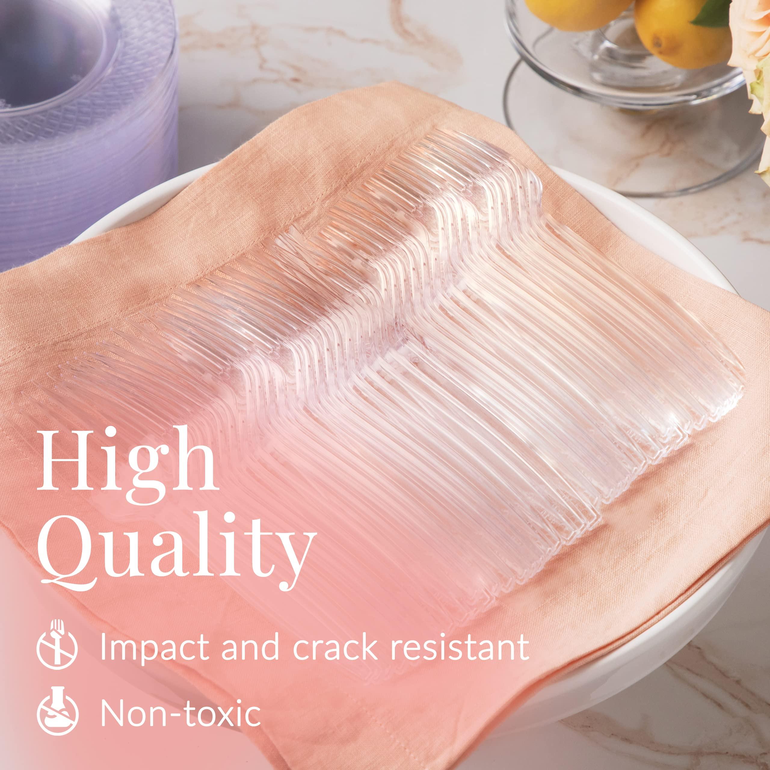 Prestee Prestee 300 Clear Plastic Forks - Fancy Plastic Silverware - Heavy-Duty Clear Plastic Silverware - Plastic Forks Disposable - Elegant Party Utensils - Suitable for Weddings, Holidays and Events