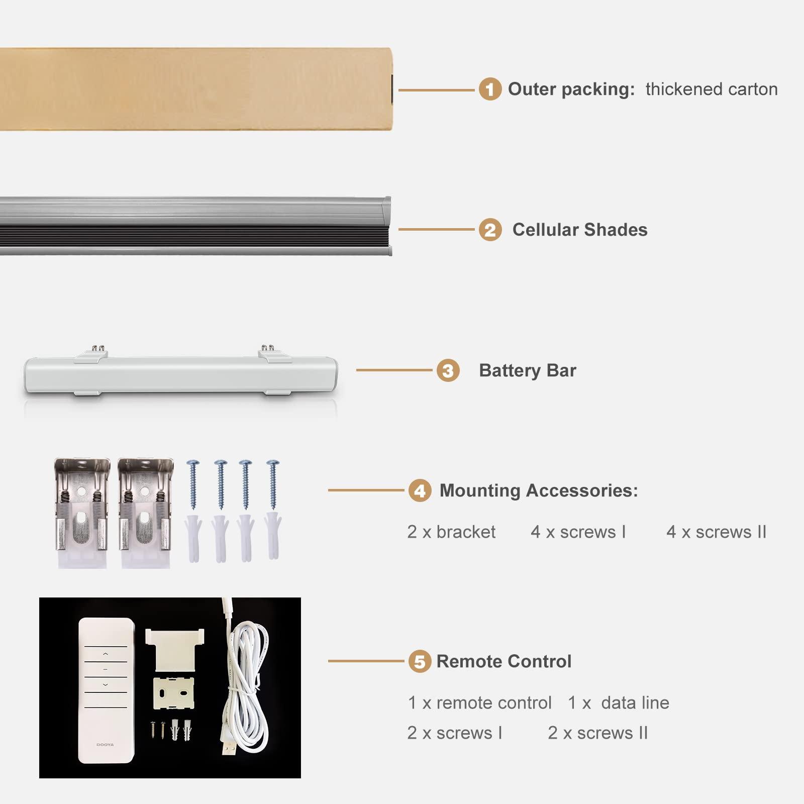 Changshade Motorized Cellular Blinds with Remote Control for Windows Custom, Motor Honeycomb Shade Customized Size Cordless, Electric Accordion Shades with Valance Cordless Privacy for Home, JZCMD-CET-WT-A