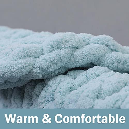RGRE RGRE 50x60 inch Chunky Knit Blanket Chenille Throw, Handmade Chenille Yarn Cable Knitted Blanket, Knitted Chenille Throw Blanket for Sofa and Couch, Home Decoration Crochet Blankets