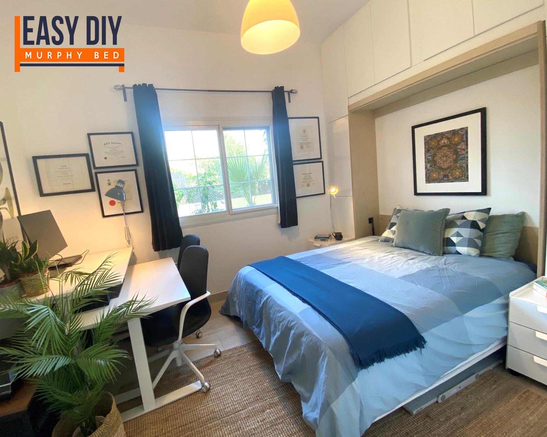 Easy DIY Murphy Bed Queen Murphy Bed Hardware Kit Vertical - Made in The USA - Murphy Bed Queen Size Murphy Bed Kit - DIY Murphy Bed Kit Queen Wall Bed for Guestroom - Easy to Build Hidden Murphy Beds - Wall Murphey Bed