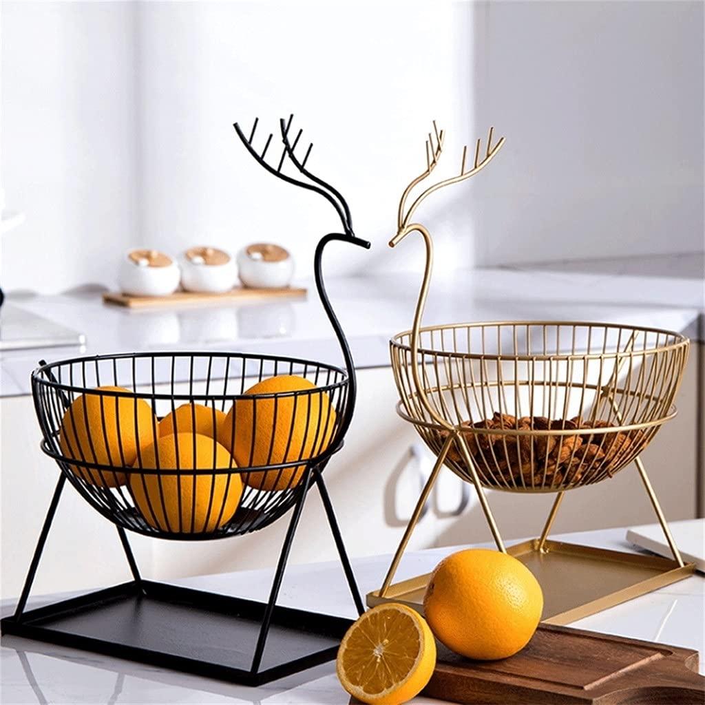 YUHINN YUHINN Fruit Basket Bowl Creative Wrought Iron Fruit Plate,Fruit Bowls Living Room Home Coffee Table Fruit Basket Bread Snacks (Color : Black)