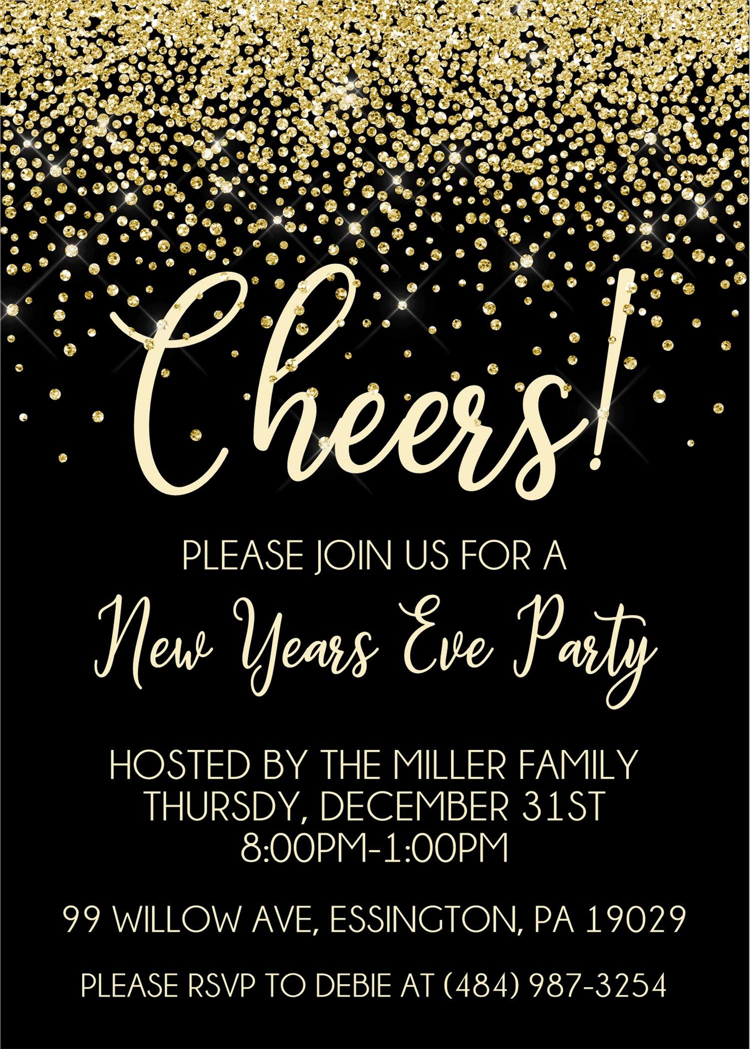 Party Beautifully Gold And Black New Years Eve Invitations With Envelopes