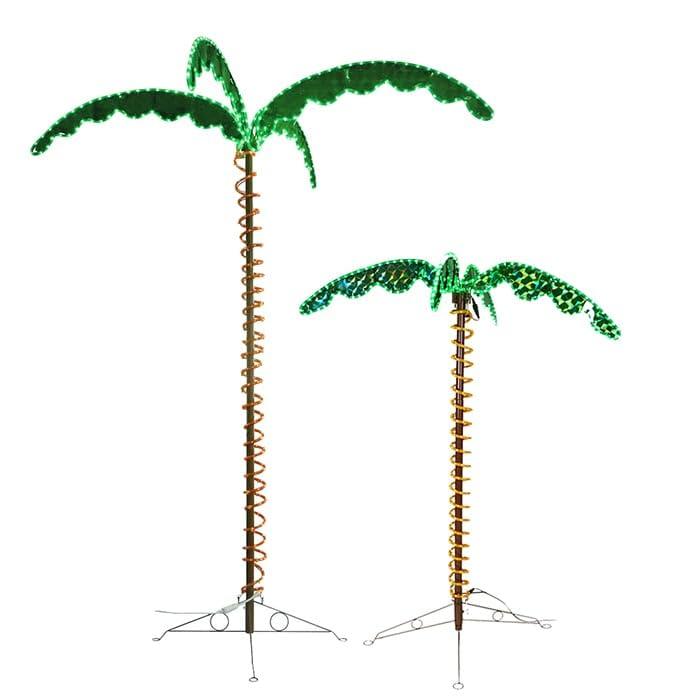 Trailer Life Trailer Life Light Up Palm Tree | Indoor Outdoor LED Decor | 7ft Tall x 5'9" Wide | Preassembled PVC Leaves & Coiled Rope Light