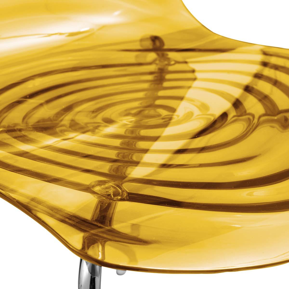 LeisureMod LeisureMod Astor Water Ripple Design Modern Lucite Dining Side Chair with Metal Legs, Transparent Orange