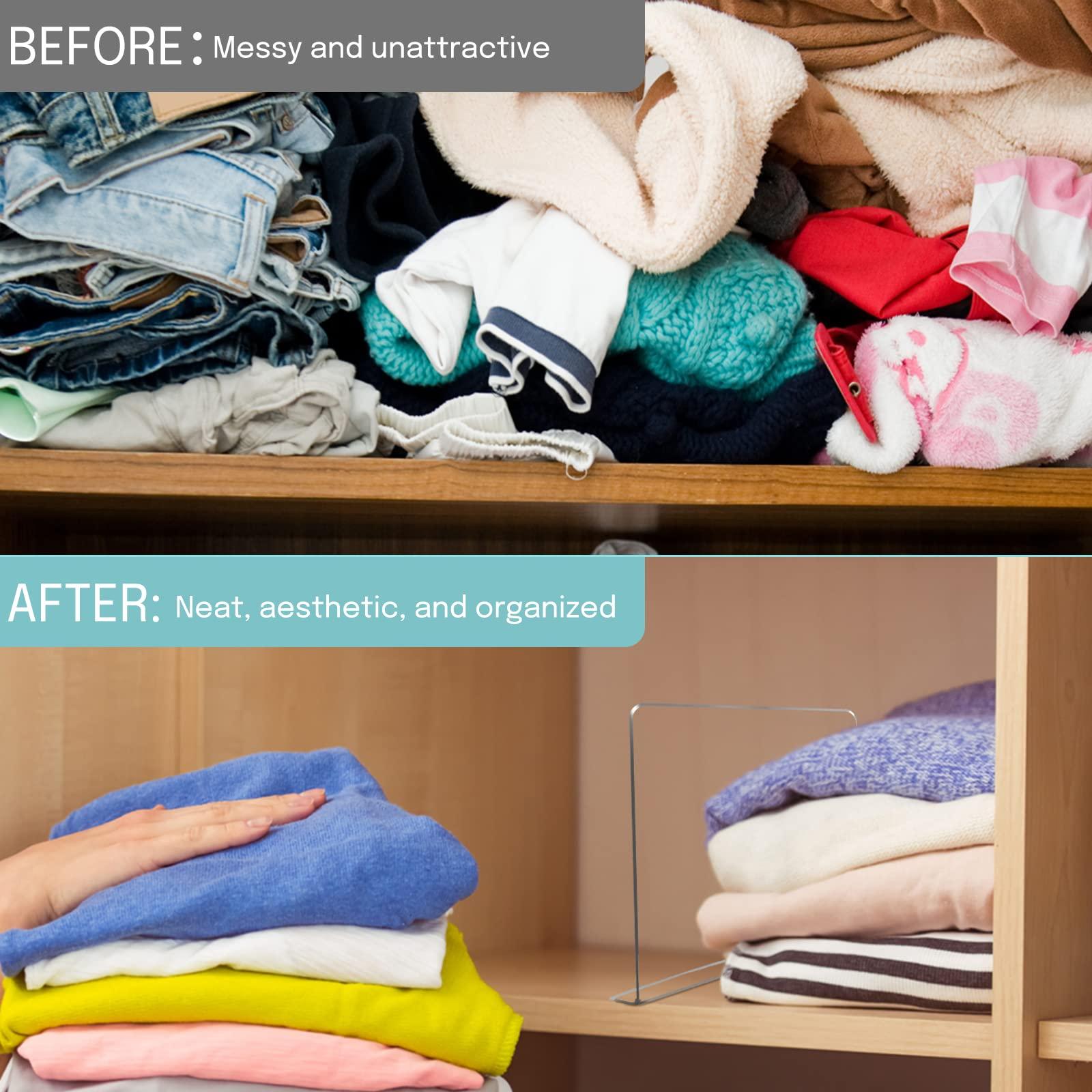 Harava Harava Shelf Dividers for Closet Organization: Durable Clear Acrylic Divider Organizer for Shelves - Vertical Adjustable Shelving Separators for Clothing Purse