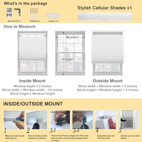 BERISSA BERISSA Top Down Bottom Up Cordless Cellular Shades Pull Down Blackout Room Darkening Window Shades Honeycomb Blinds for Windows and Skylights,Brown,81" W x 36" H