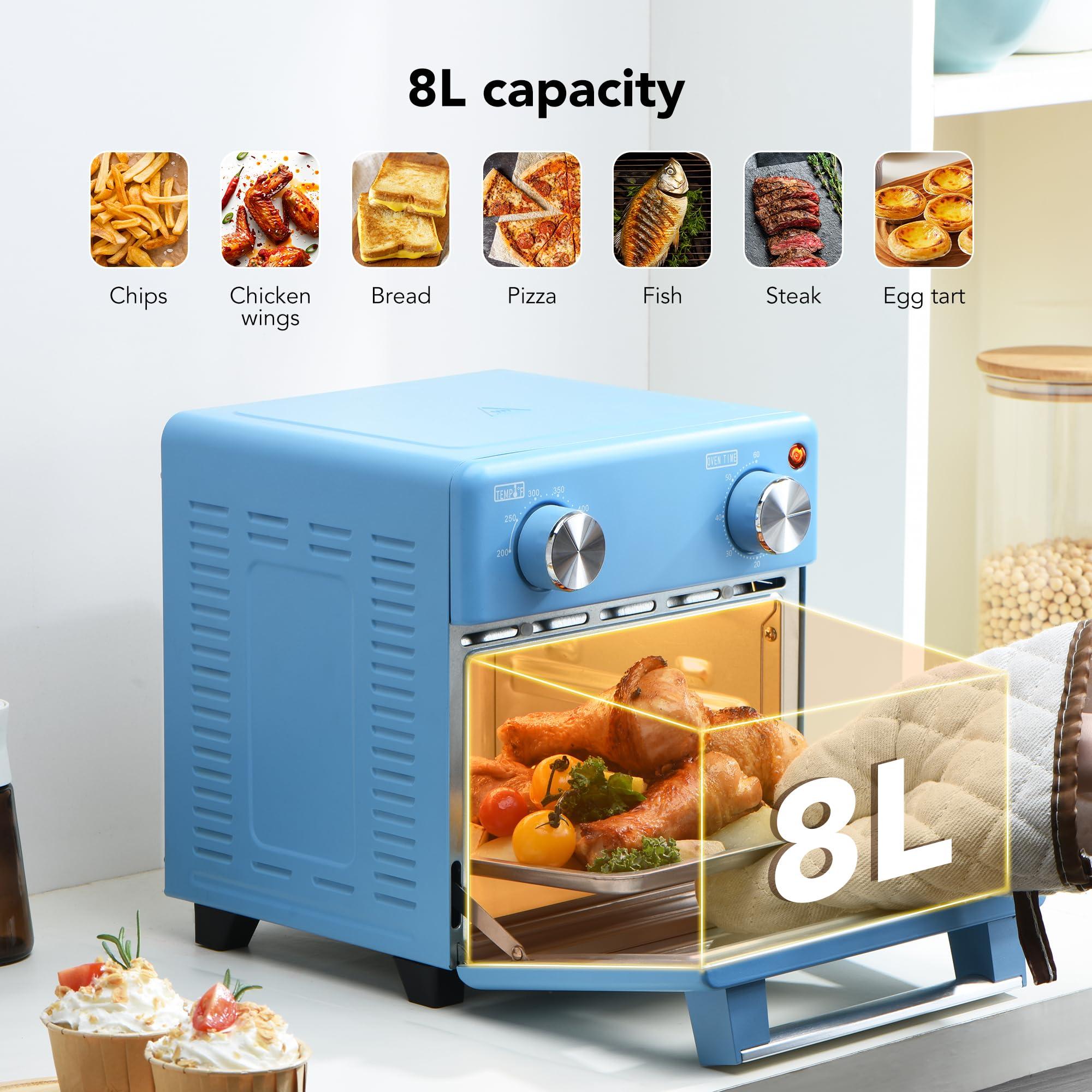 OSAMKO OSAMKO 5-in-1 Air Fryer Toaster Oven Combo, 8L Air Fryer Convection Toaster with Fast Preheat, Air Fry, Bake, Grill, Broil, Heat, Blue