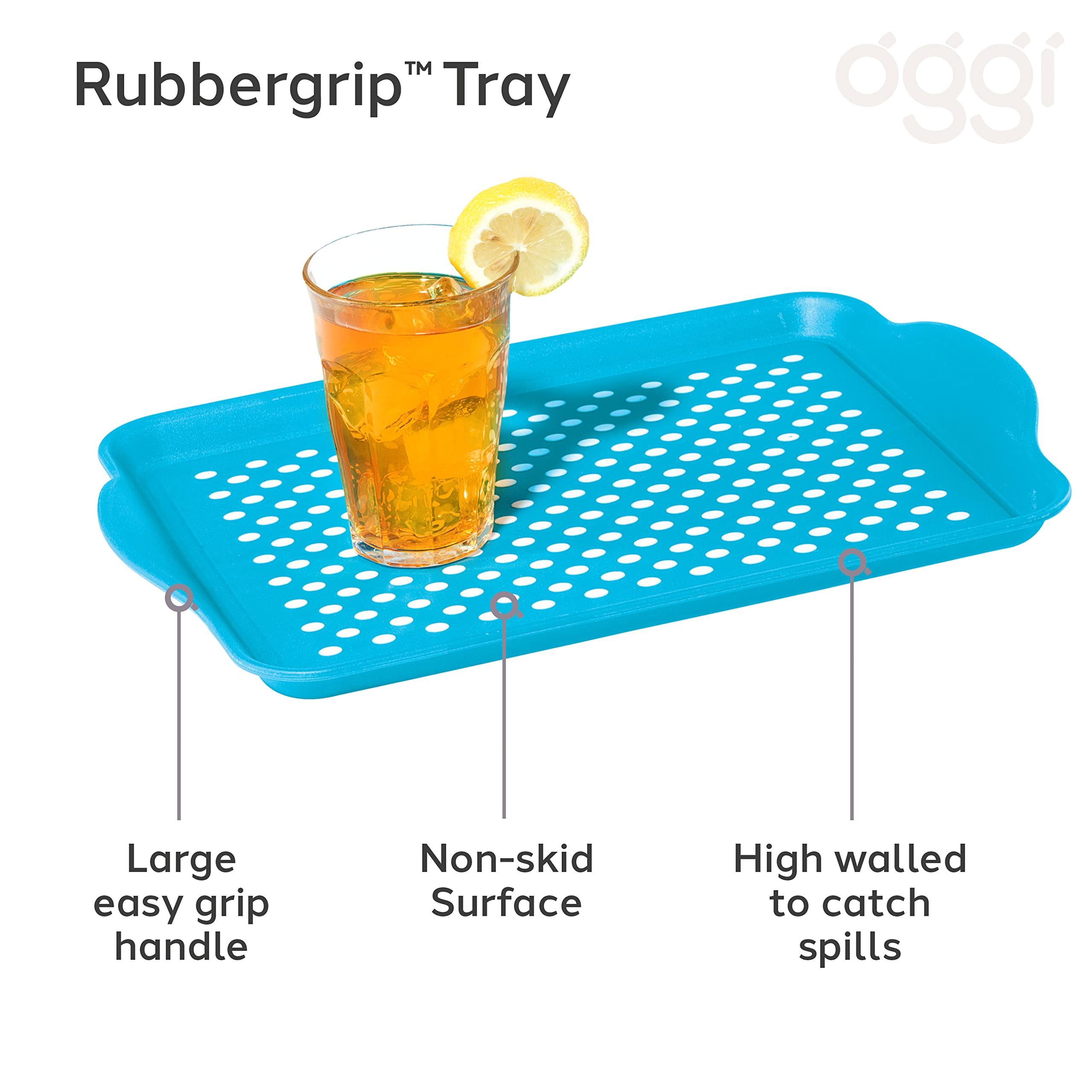 Oggi OGGI Anti Slip Serving Tray with Handles- Blue Rectangle Tray - Ideal Tray for Eating, Breakfast Tray, Food Tray, Appetizer Tray, Serving