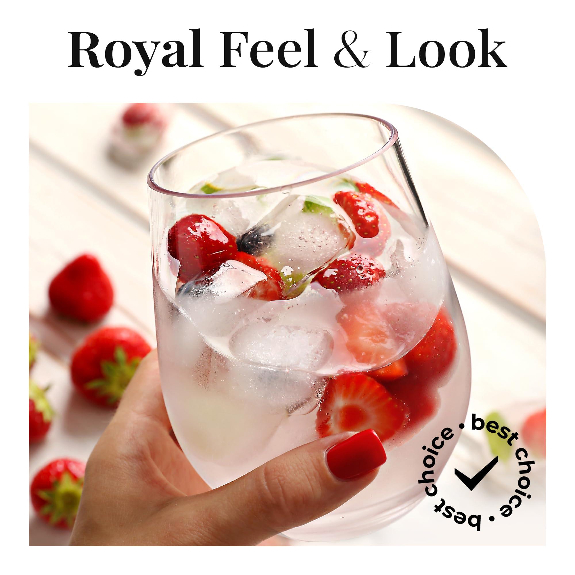 Vivocci Vivocci Unbreakable Plastic Stemless Wine Glasses 20 oz | 100% Tritan Heavy Base | Shatterproof Glassware | Ideal For Cocktails & Scotch | Perfect For Homes & Bars | Dishwasher Safe | Set of 2