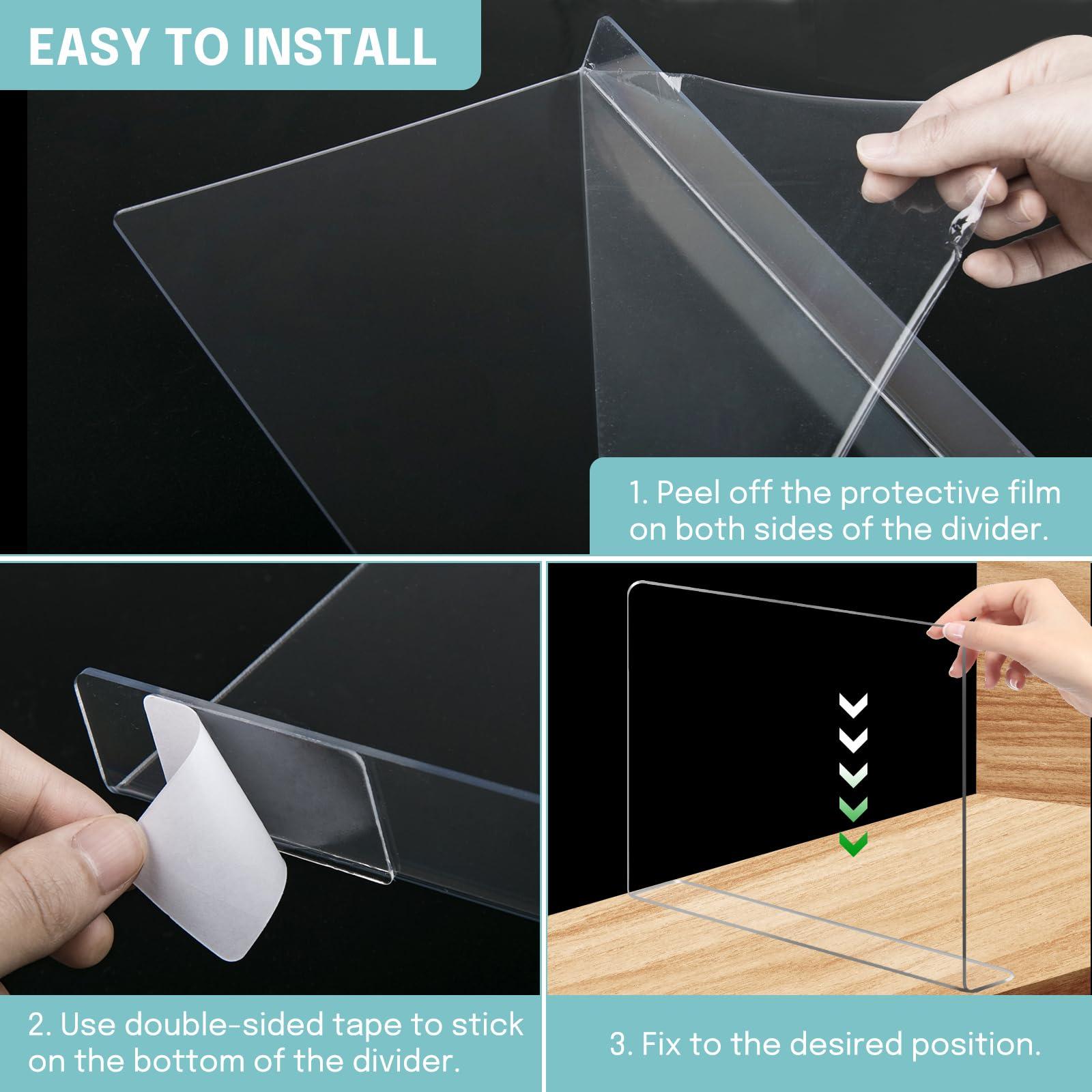 Harava Harava Shelf Dividers for Closet Organization: Durable Clear Acrylic Divider Organizer for Shelves - Vertical Adjustable Shelving Separators for Clothing Purse