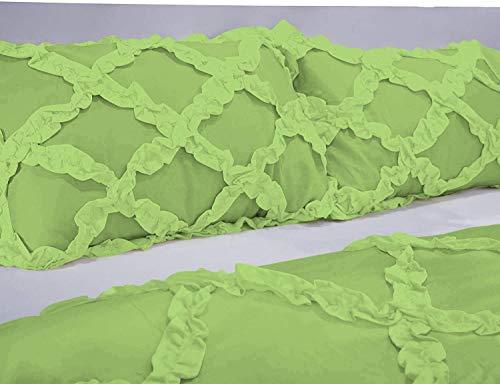 Luxury Linens Luxury Linens 5 Piece Cross Ribbon Ruffle Duvet Cover Set with Zipper & Corner Ties 800 Thread Count 100% Egyptian Cotton Premium Hotel Class Decorative Bedding(Super King, Sage)