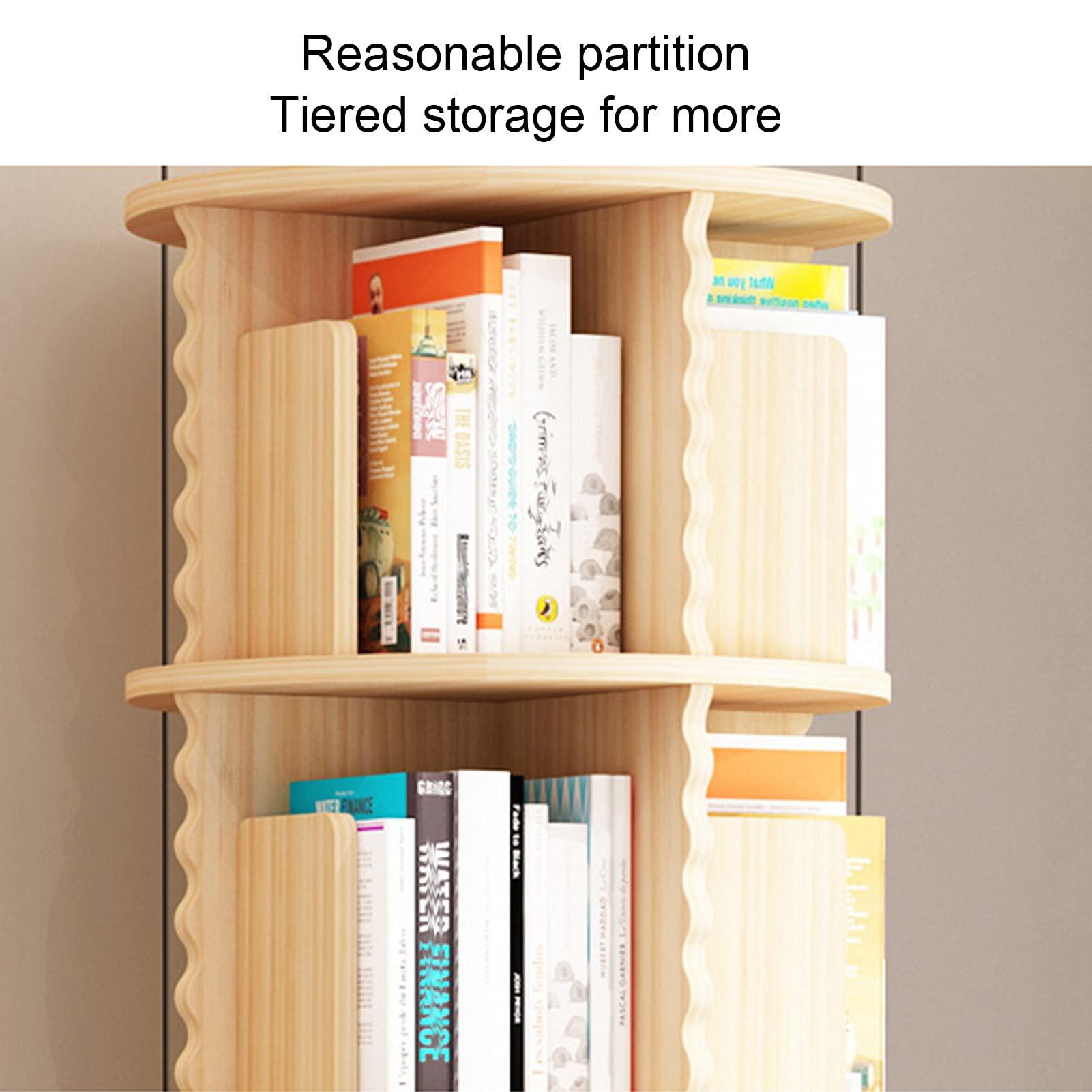 JKGHK JKGHK Round Revolving Bookcases, Solid Wood Removable Freestanding Bookcase, with Universal Wheels 360 Rotatable Book Racks Storage Rack, Home/Office/Kids Room