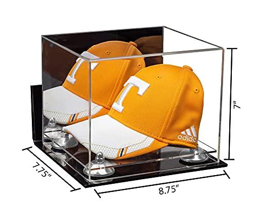 Better Display Cases Better Display Cases Acrylic Baseball Hat or Cap Display Case with Mirror, Wall Mount, Silver Risers and Clear Base (A006-SR)