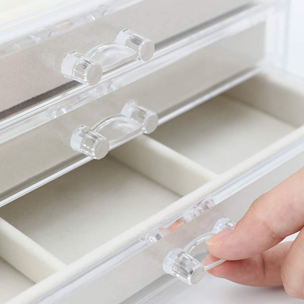 BAZIGA BAZIGA Transparent Acrylic Storage Box, Simple Style Drawer-Style Jewelry Storage, Necklace, Earrings and Ring Organizer