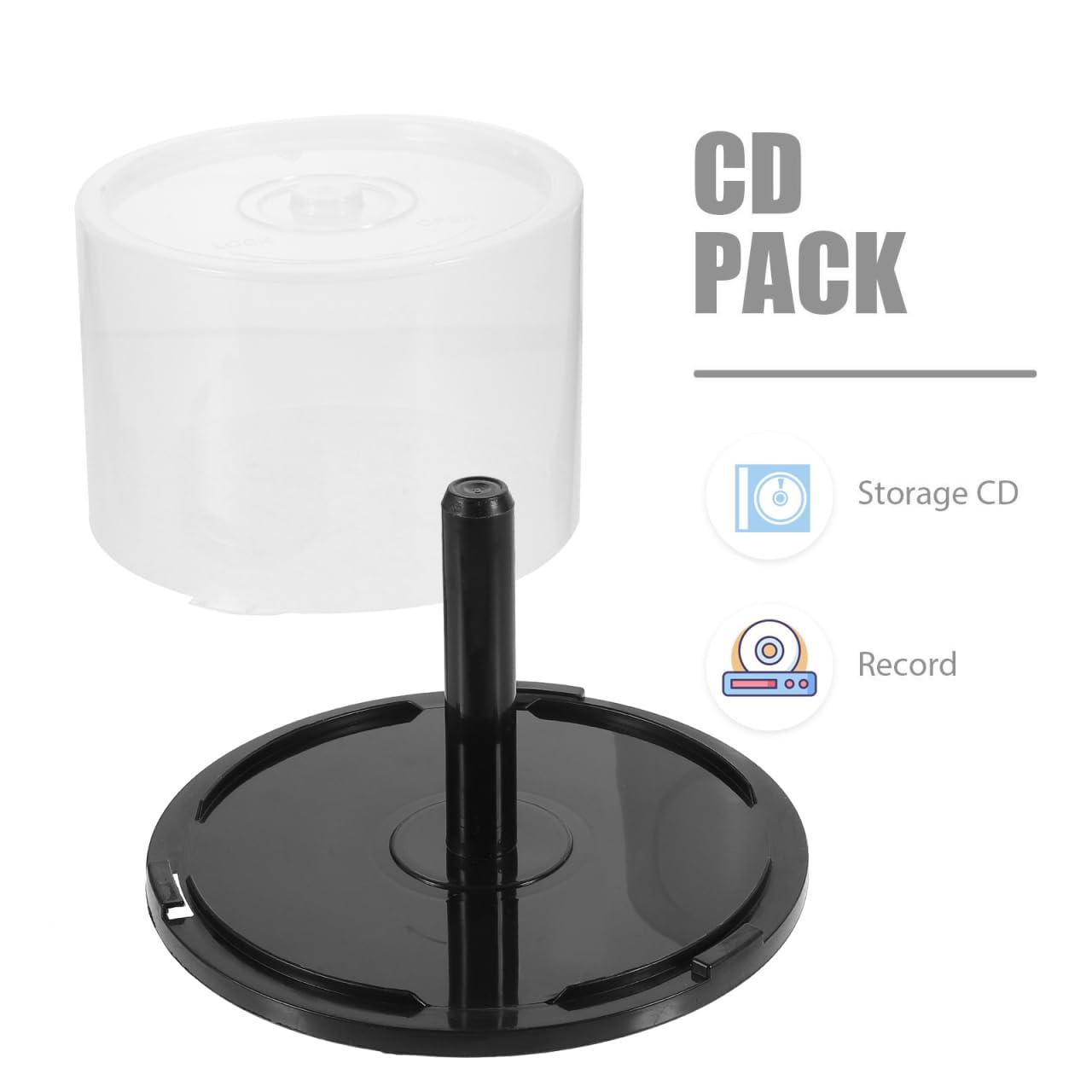 jojofuny jojofuny CD/DVD Cake Box Spindle, 4pcs 50 Disc Capacity CD Holder Empty DVD Storage Bucket Clear Storage Containers Plastic Column Dvds Bucket with Black Spindle