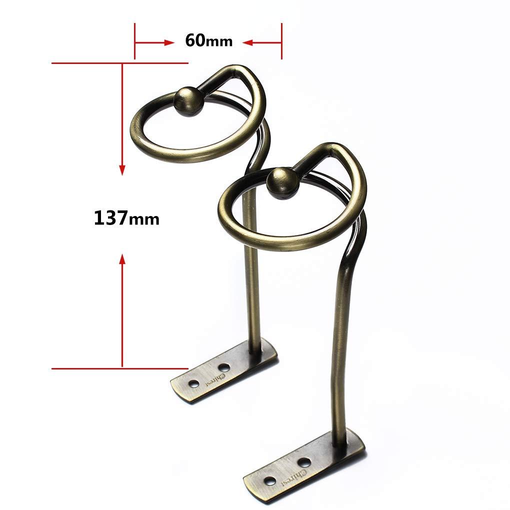 Chimei Curtain Holdbacks Pair, Metal Curtain Pole Tie Backs, Cutain Pole Tiebacks Hooks Bronze Metal, Curtain Rails and Fittings for Home Decor