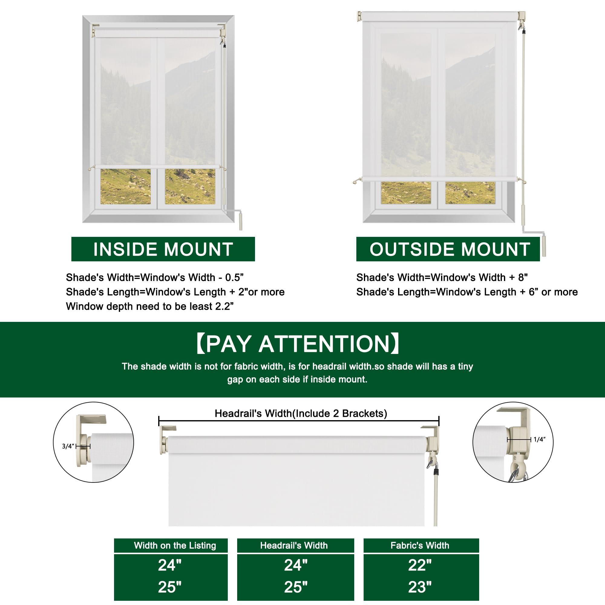 Doing-X Doing-X Outdoor Roller Shade for Patio Shades Roll up Exterior Blinds Cordless Wand Operation Privacy Screen Hand cranking Roller Shades for Porch Pergola Balcony,20" W x 30" H(5% Openness Gray)