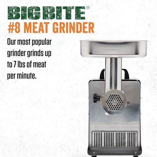 LEM LEM Products BigBite #8 Meat Grinder, 0.50 HP Stainless Steel Electric Meat Grinder Machine, Ideal for Regular Use