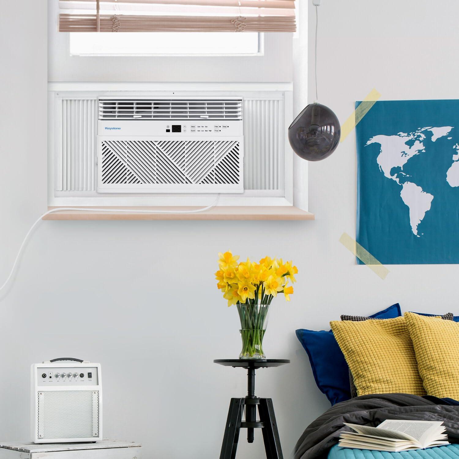 Keystone Keystone 12,000 BTU Window Mounted Air Conditioner,115V, Window Air Conditioner for Apartment, Living Room, Bathroom and Rooms up to 550 Sq.Ft. with Remote Control, White