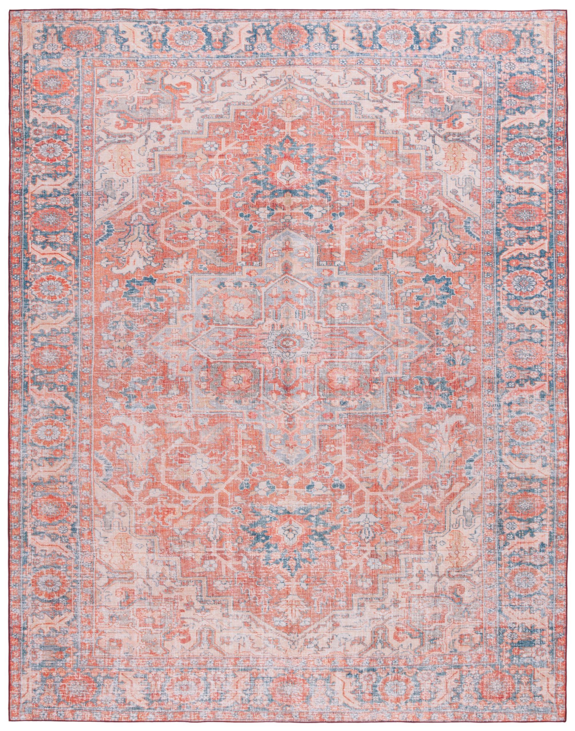 Safavieh SAFAVIEH Tucson Collection Area Rug - 8' x 10', Rust & Navy, Persian Medallion Design, Non-Shedding Machine Washable & Slip Resistant Ideal for High Traffic Areas in Living Room, Bedroom (TSN168P)