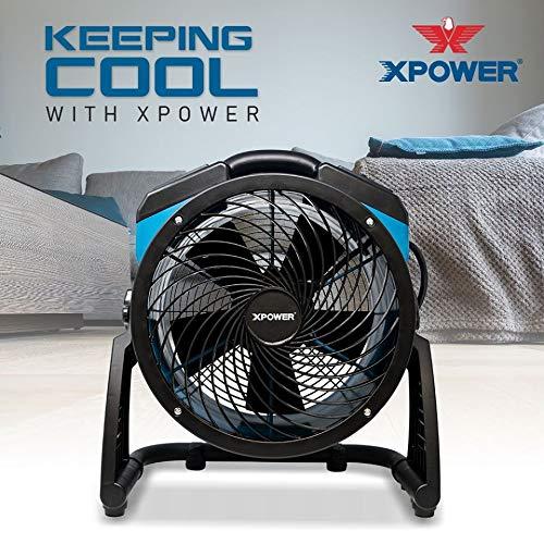 XPOWER XPOWER P-21AR 11" Diameter Industrial High Velocity Axial Air Mover/Carpet Dryer/Floor Fan/Utility Blower 1100 CFM, 0.6 Amps