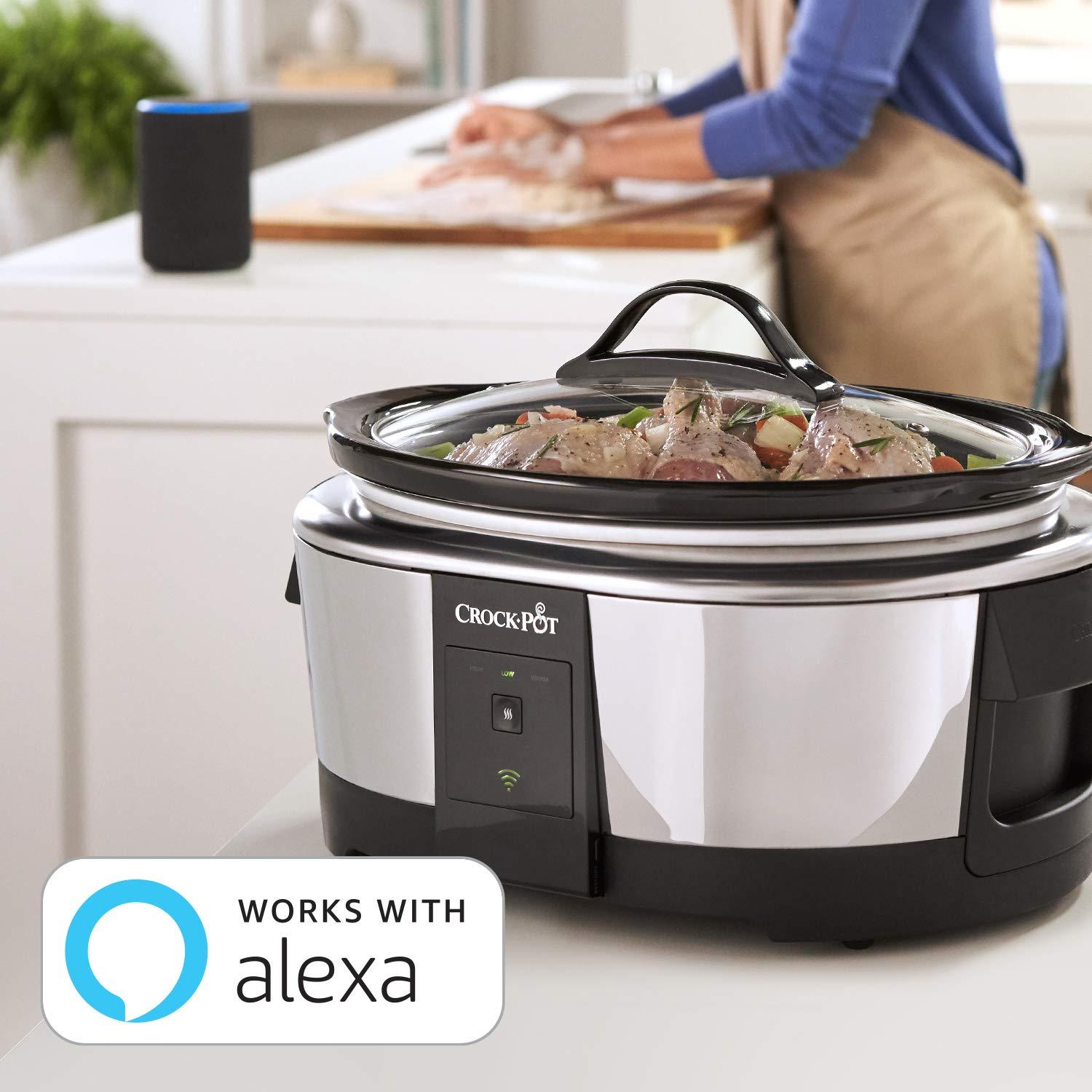 Crock-Pot Crock-Pot 6 Quart Programmable Slow Cooker and Food Warmer Works with Alexa, Stainless Steel (2139005)