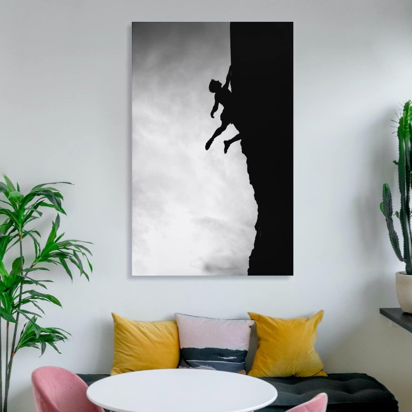 ToMart Rock Climbing Poster Black And White Wall Art Extreme Sports Men And Teens Inspirational Wall Art An Canvas Painting Posters And Prints Wall Art Pictures for Living Room Bedroom Decor 24x36inch(60x90