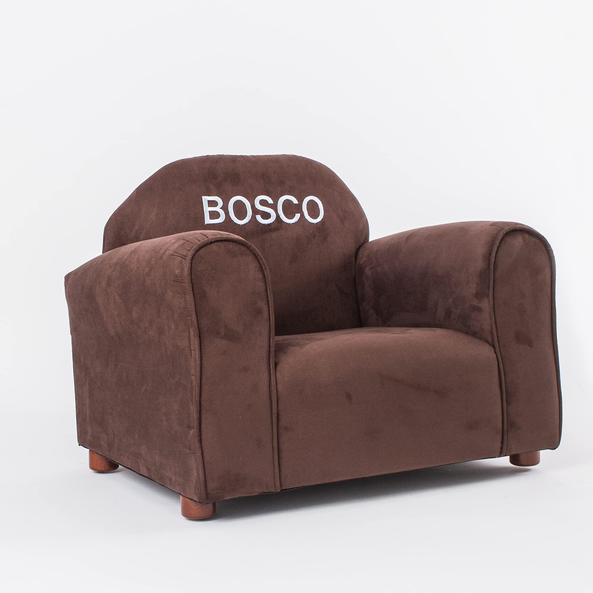 Keet Keet Personalized Toddler Chair, Customize with Name, Personalized Kids Chair, Embroidered with Name, Kids Armchair Personalized, Easy to Coordinate, Ages 2-5 Years, Kid Sofa Chair, Microsuede Brown