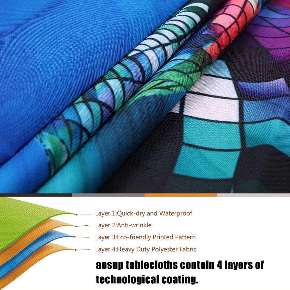 JCETUNO JCETUNO Wooden Tablecloth Elastic Edged Round Fitted Table, Blue Beach The Ultimate Protection for Your Table, Tablecloth Size 48\"(Fit for 36.2\"-40.1\" Table)