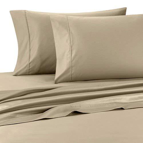 ARlinen Waterbed Sheets Queen Size 600 Thread Count 100% Cotton 21 Inches -Deep Pockets- Attached Waterbed Sheet Set- 4 Piece - Hotel Luxury Bed - Extra Soft -Taupe Solid Bed Sheets -Queen Waterbed Sheet