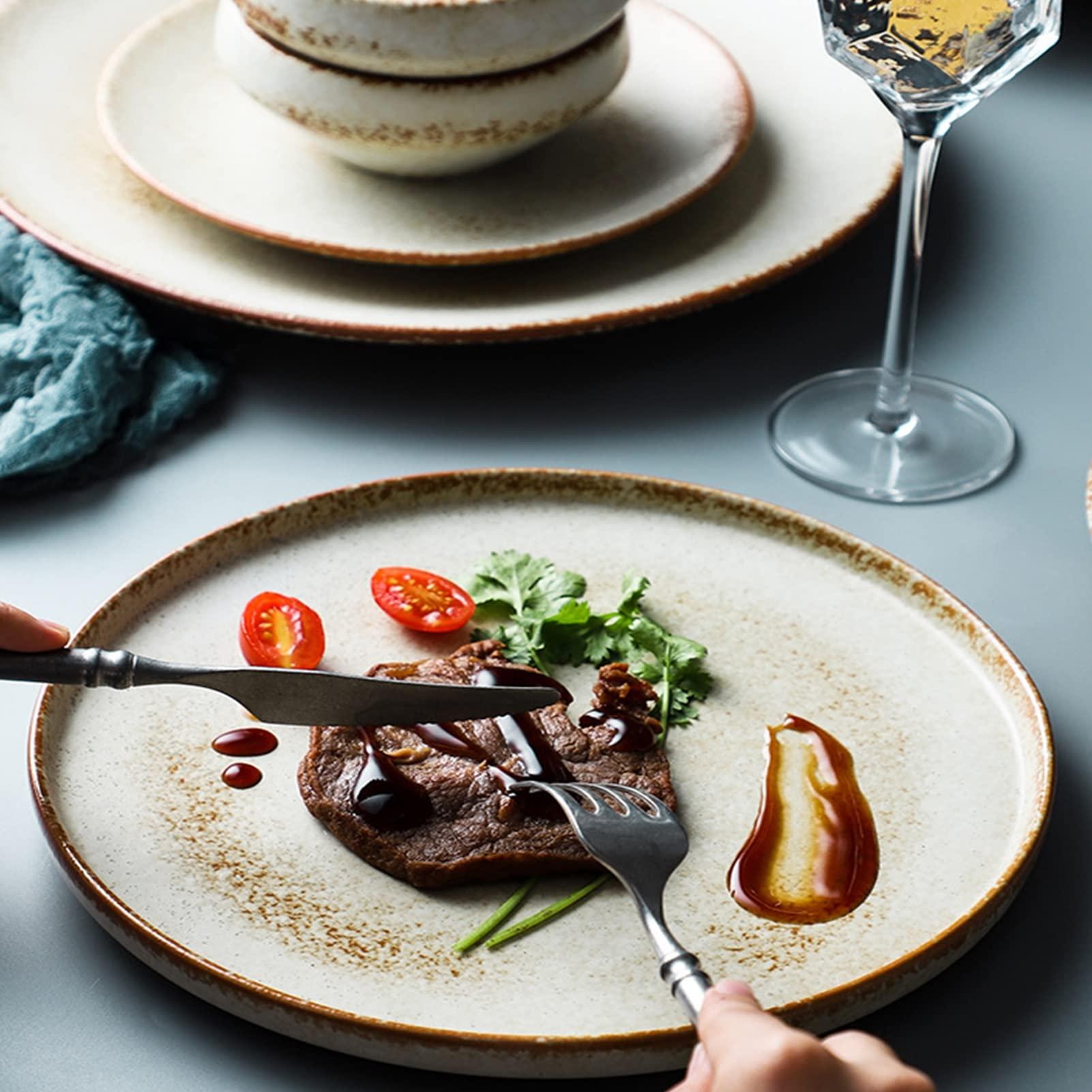 Brigtviee 60-Piece Dinnerware Set, Service for 8, Porcelain Dinnerware Sets, Kitchen Ceramics Plates and Bowls Sets, Dinner Set, Dishes Set, Tableware Set, Microwave and Dishwasher Safe