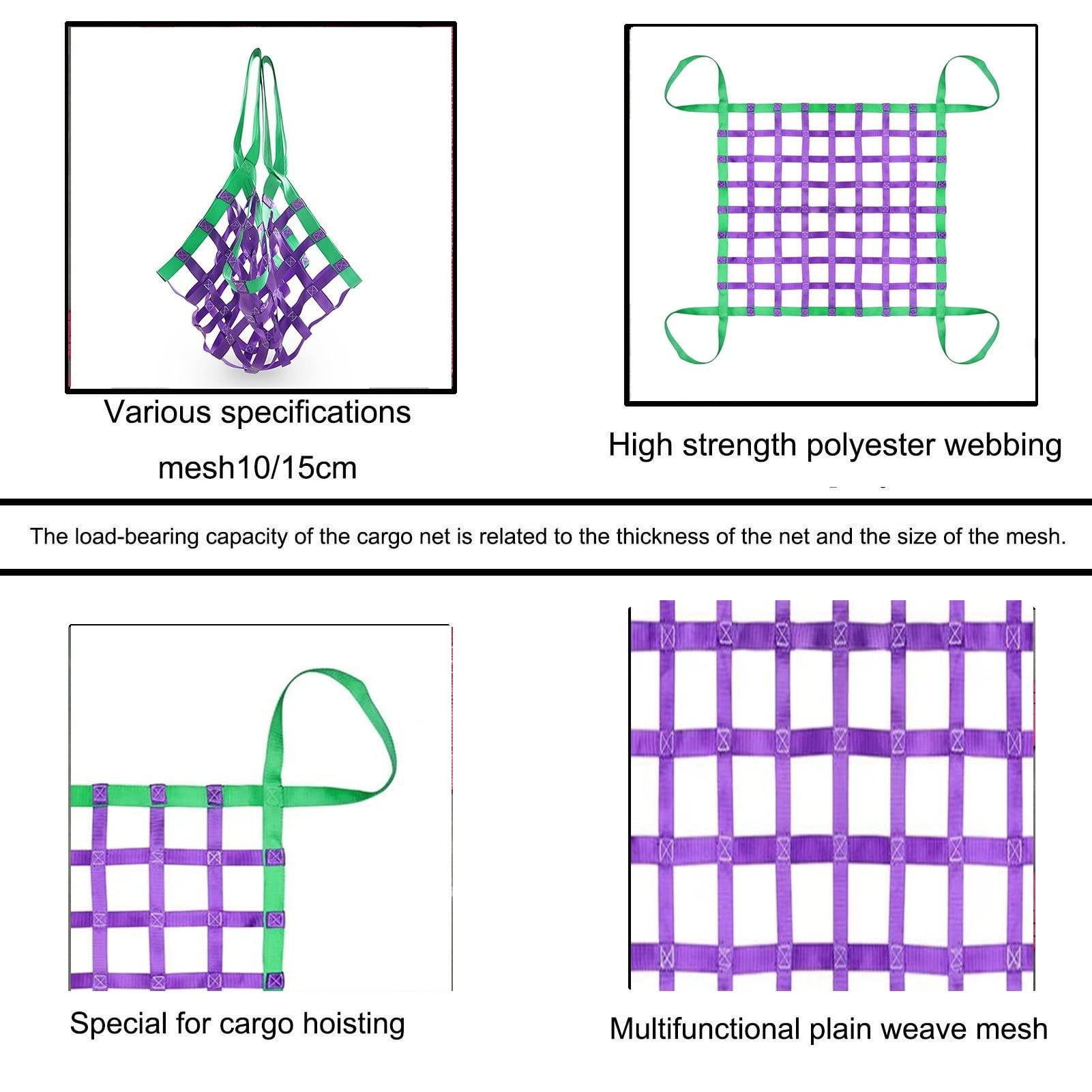 HGFSGGGREEHY Cargo Lifting Net - Material Loading Handling Straps, Cargo Net Straps Sling Hoisting Net, Lifting Cargo Netting, Outdoor Play Expansion Climbing Rope Net, Bungee Cargo Net (Size : 2x2/load: 2T) ()
