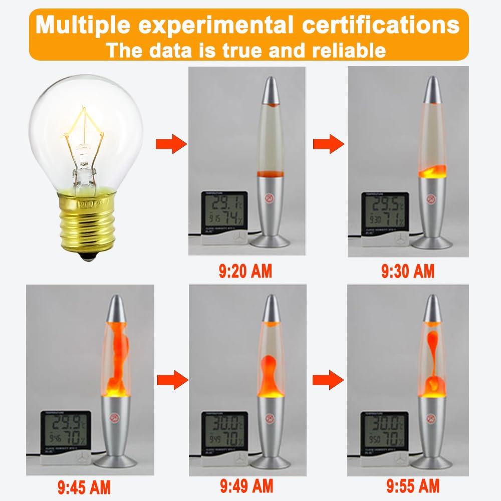 PaeorRorL Lava Lamp Light Bulb S11 25W E17 Base Replacement Bulbs for 14.5 Inch Lava Lamps and Glitter Lamps,120 Volt,Dimmable,2700K Warm White,6 Pack