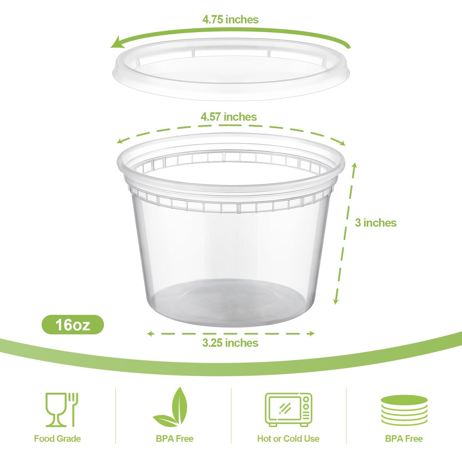 AOZITA AOZITA 32 Sets 16 oz Plastic Deli Food Containers With Lids, Airtight Food Storage Containers, Freezer/Dishwasher/Microwave Safe, Soup Containers For Takeout Meal Prep Storage
