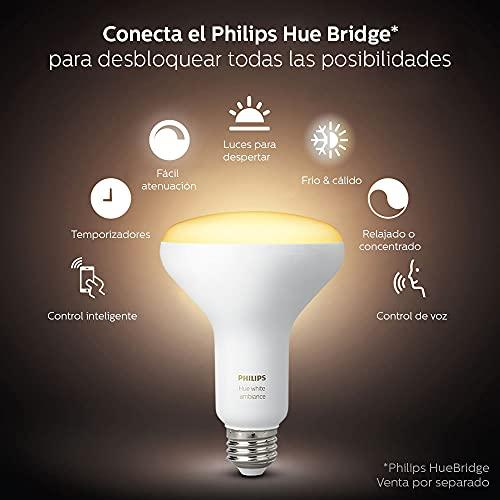 Philips Hue Philips Hue 2-Pack White Ambiance BR30 60W Equivalent Dimmable LED Smart Flood Light (Works with Alexa Apple and Google Assistant) (466508)