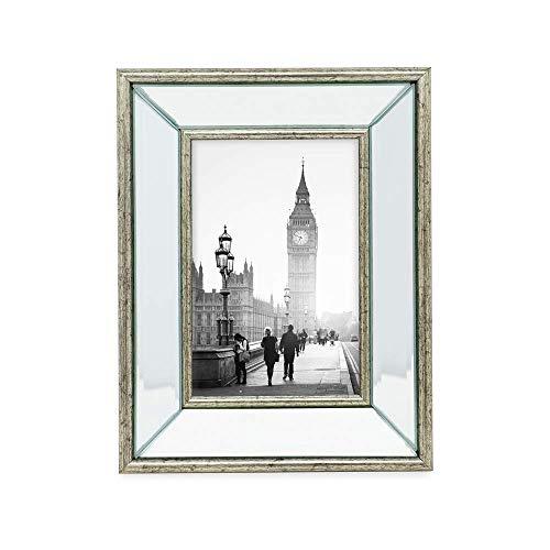 Isaac Jacobs International Isaac Jacobs 4x6 Silver Beveled Mirror Picture Frame - Classic Mirrored Frame with Deep Slanted Angle Made for Wall Décor Display, Photo Gallery and Wall Art (4x6, Silver)